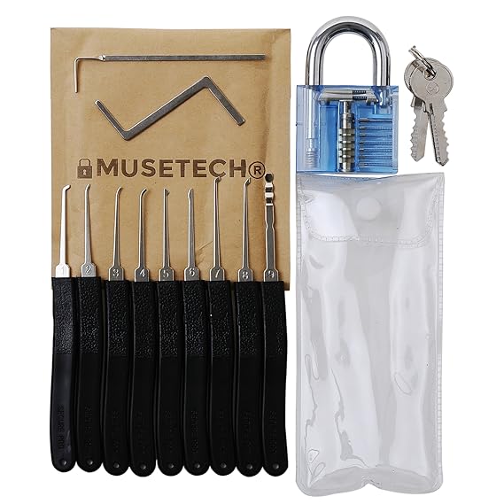 11 Pc. Pro Lock Pick Set in Case Bundle with Transparent Practice