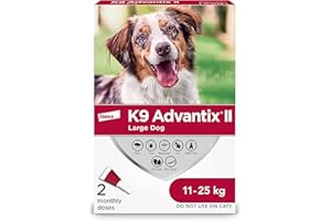 K9 Advantix II Flea and Tick Treatment for Large Dogs weighing 11 kg to 25 kg (24 lbs. to 55 lbs.)-2 doses
