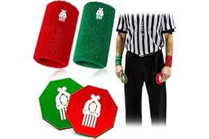 Deekin 1 Piece Wrestling Flip Disc Pliable Plastic Referee Coin and 2 Pieces Arm Wrestling Wrist Bands Red Green Referee Wristband for Match Training Umpire