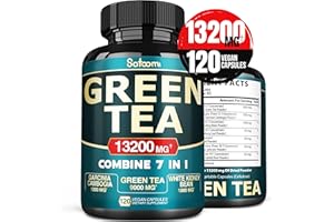 SATOOMI 13x Green Tea Extract Capsules 13200mg per Serving with Garcinia Cambogia, Kidney Bean, Raspberry, Grape Seed, Gymnema & Forskohlii - Support Body Management, Mind & Immunity System - 120 Capsules