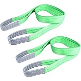 2 PCS Lifting Slings Straps Polyester Web Slings, Lift Sling Straps 3.3 FtX2 in, Polyester Lifting Sling Tow Strap Flat Eye &amp; Eye 2PLY Straight 4409 LBS Basket 8818 LBS Choker 3527 LBS (Green)