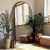 KOMCOTE 71x28 Inch Arched Floor Mirror - Full Length Black Standing Mirror for Bedroom, Living Room, Dressing - Tall Leaner M