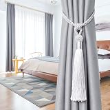 Pretty Jolly 2 Pack Long Tassel Curtain Tiebacks Silver Grey Rope Knot Drape view 4