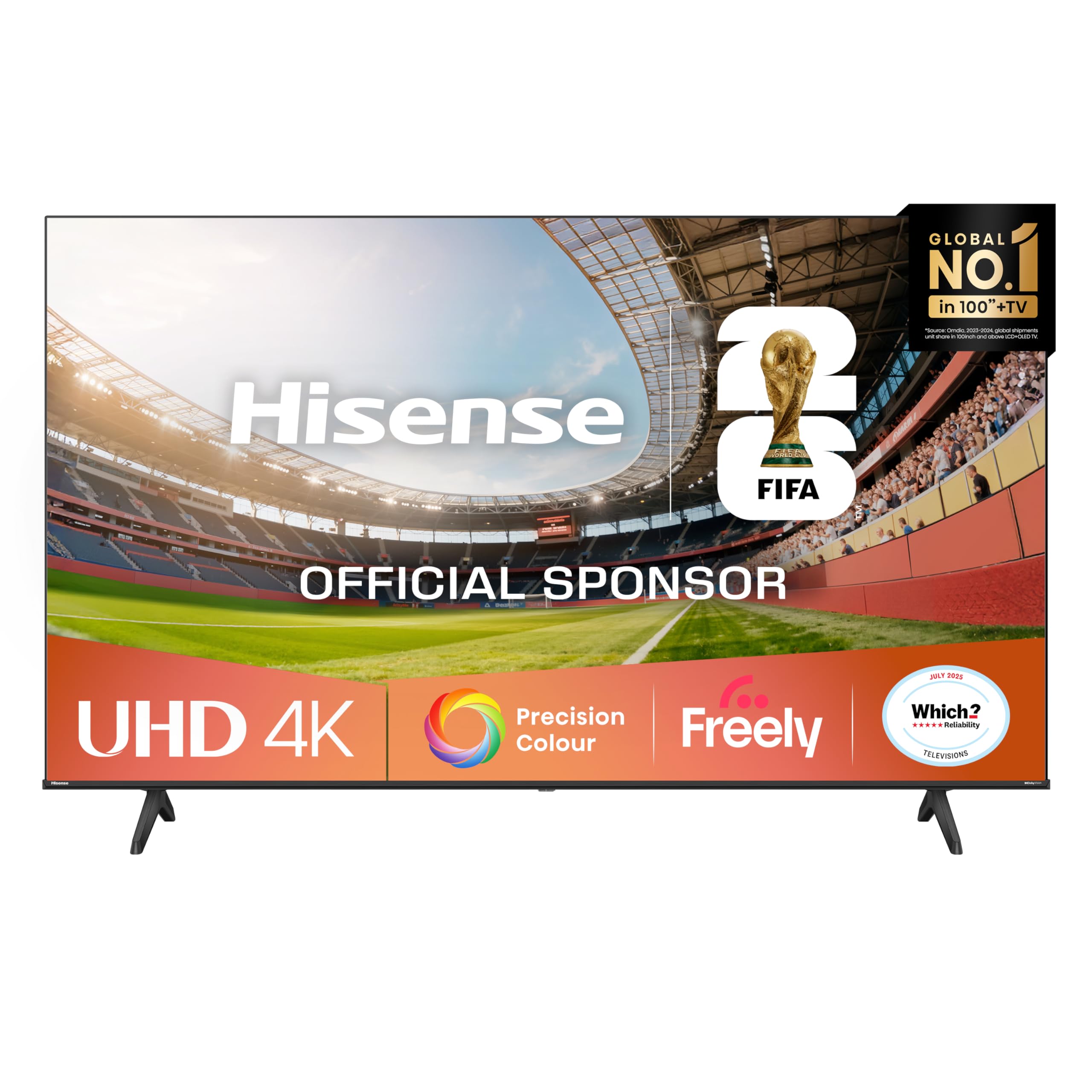 Hisense 50" 50E6QTUK 4K Ultra HD Smart TV AI TV - 4K UHD, Hi-View AI Engine, Precision Colour, AI Smooth Motion, Sports Mode with Freely, Disney +, YouTube, Netflix