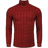 COOFANDY Men's Slim Fit Turtleneck Sweater Casual Twisted Knitted Pullover Sweaters