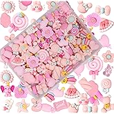 70 Pcs Slime Charms Pink Resin Charms Cute Embellishments Bulk Mixed Ornament Decorations Accessories