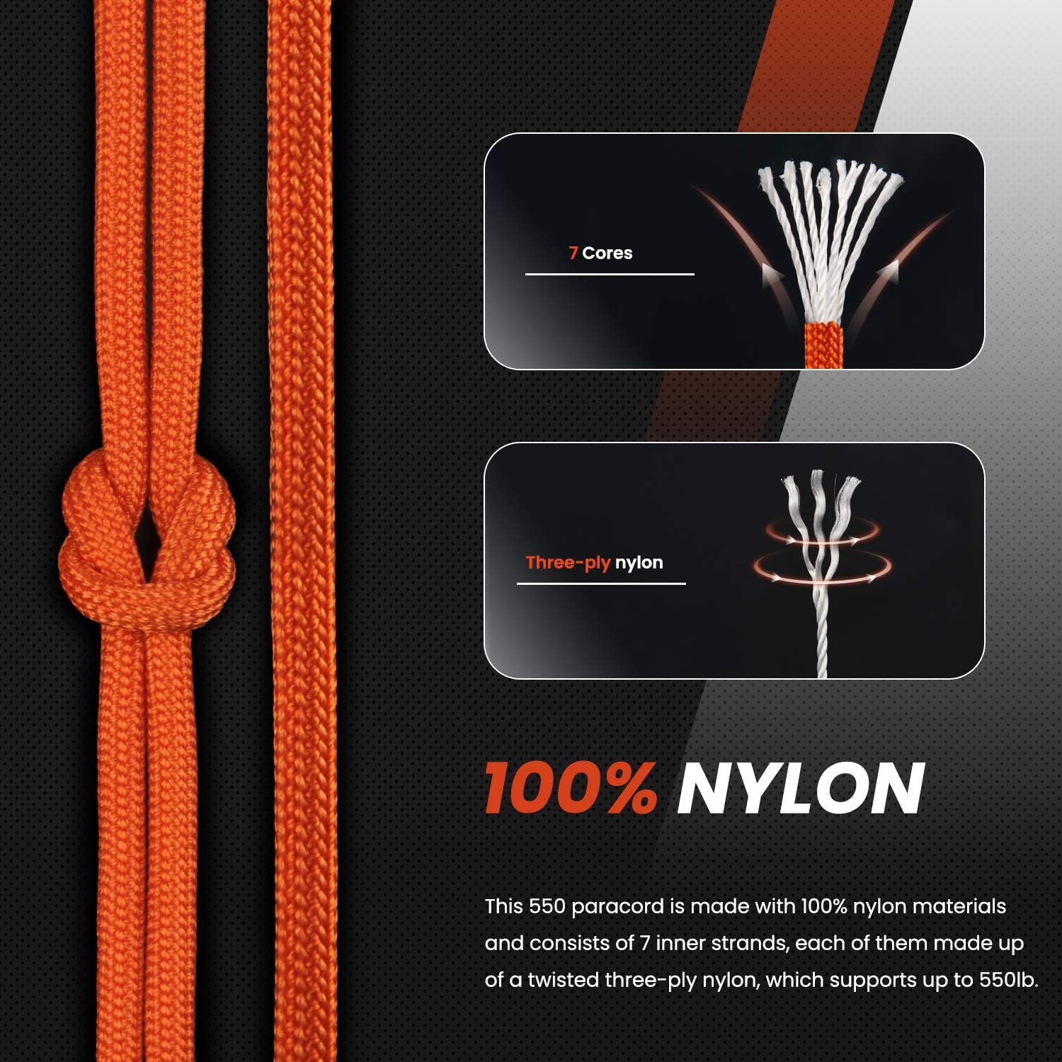 Abma Cord Paracord 550 4mm 30m 100% Nylon Rope Type III 7 Strands Parachute Cord for DIY Camping, Survival, Outdoor - Image 4