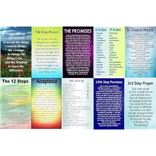 Amazon.com : Alcoholics Anonymous/ 12 Step Bookmark Assortment (10)  -Sobriety Sober Gifts : Office Products