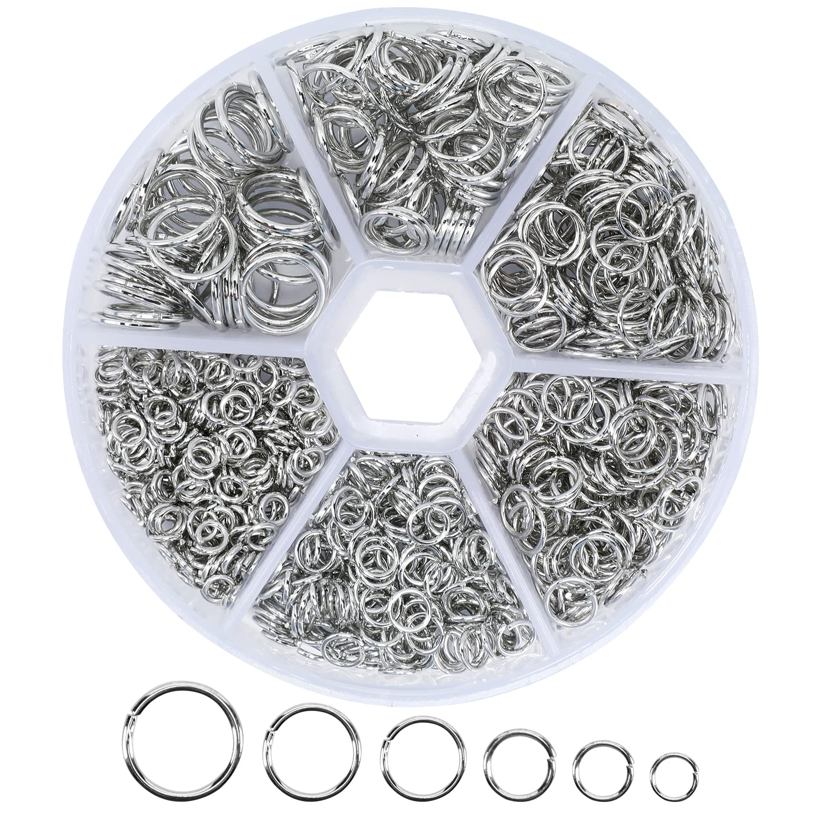 1000Pcs O Ring Connectors Metal Open Jump Rings Set