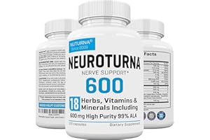 NUTURNA Neuropathy Support Supplement with 600 mg 99.3% High Purity Alpha Lipoic Acid - Nerve Formula for Feet Hands Fingers Legs - Best Peripheral Natural Nerve Supplement Vitamins 120 Pills