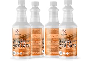 Ethyl Acetate - Technical Grade - 1 Gallon - (4) 32 FL Oz Bottles - Paints, Varnishes, Lacquers, Extraction, Cleaning, and Perfumes - Domestically Sourced - Made in America - Alliance Chemical
