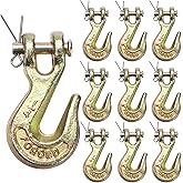 Lawei 10 Pack 1/4 Inch Clevis Grab Hook, G70 Forged Steel Transport Chain Hook, Heavy Duty Safety Chain Hook for Trailer Truck, Chromate Finish Safety Hooks, Suitable for 6mm Chain