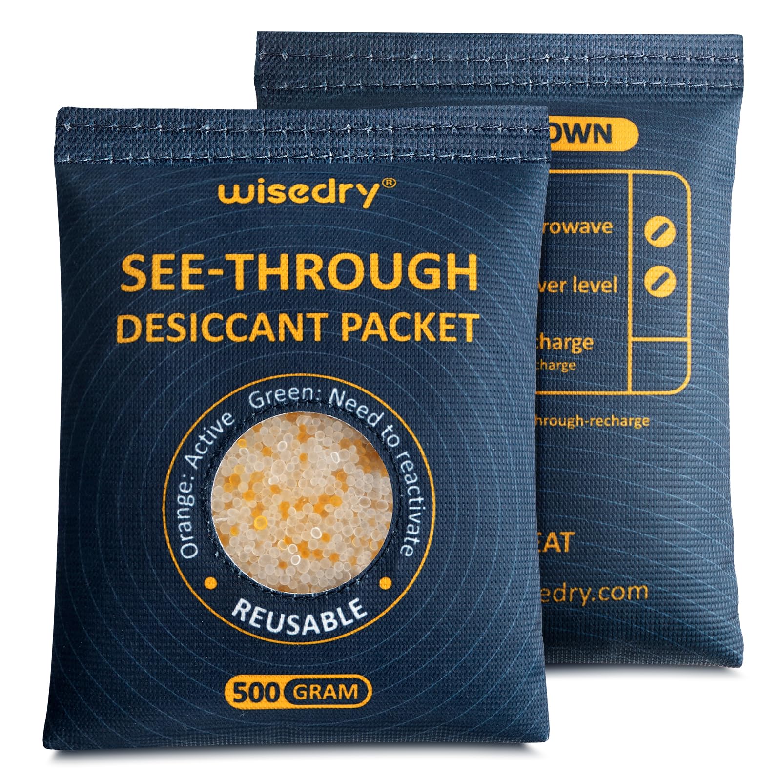 Photo 1 of ***PARTIAL SET - PRICE ADJUSTED***wisedry 2 x 500 Gram See-Through Silica Gel Desiccant Packets, Large Capacity Moisture Absorbers Bags, Color-Indicating Desiccant Packs for Storage, Reusable Gun Safe Dehumidifier