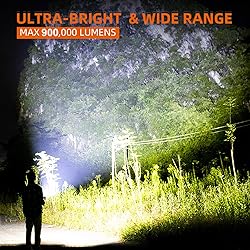 Rechargeable LED Flashlights High Lumens: 900,000