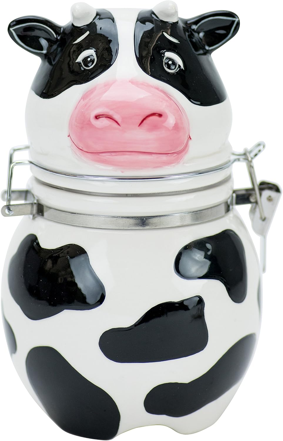 Boston Warehouse Udderly Cow Hinged Jar, Hand Painted Ceramic Amazon