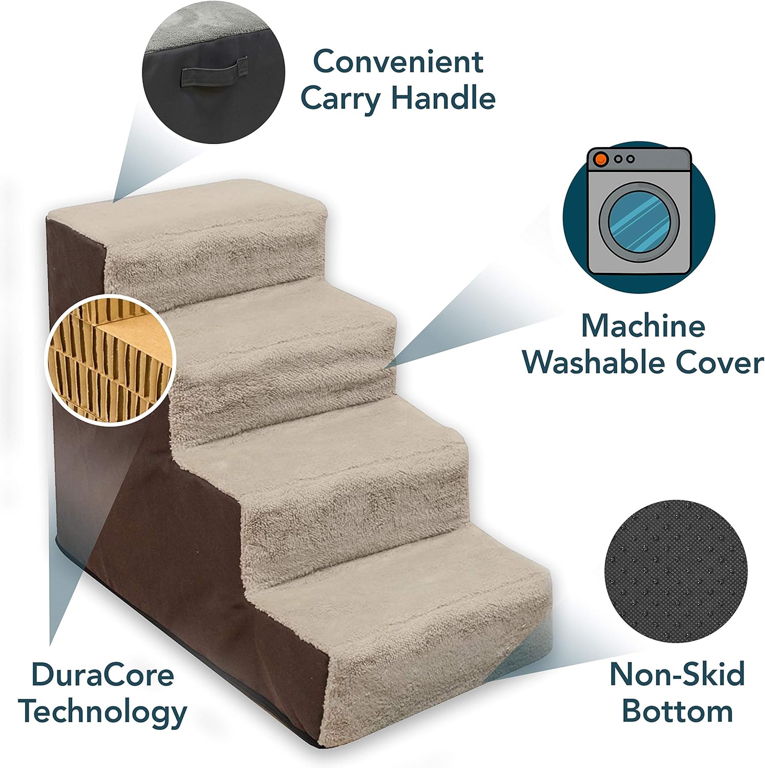 Dog and Cat Steps by Cozy Pet | Machine Washable Cover with Non Skid Bottom : Pet Supplies