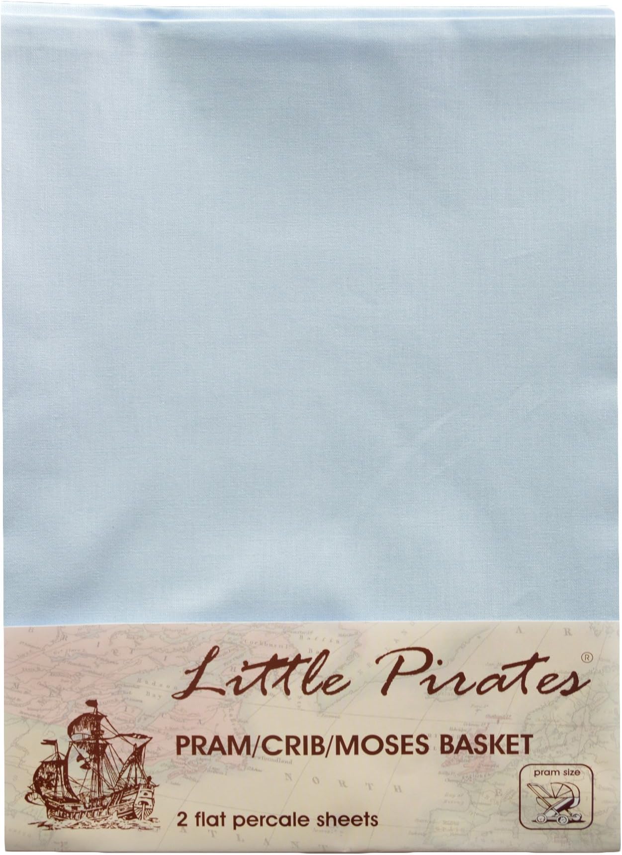 Little Pirates 2 Pack Baby Pram/Stroller/Bassinet/Cradle/ Moses Basket Blue Flat Sheet, 100% Luxury Brushed Cotton …