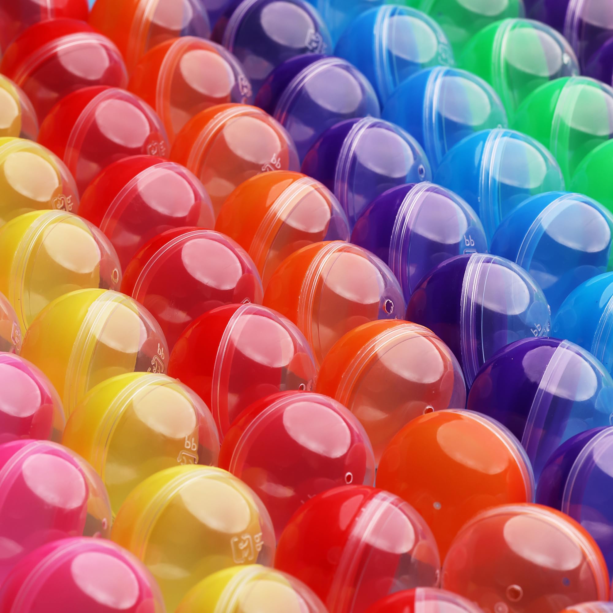 Photo 1 of Entervending Empty Clear-Colored Round Capsules 2 inch 25 pcs Bulk 7 Colors Capsule for Toy Gumball Machines Plastic Containers Surprise for Kids Party