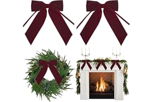 AIMUDI Burgundy Velvet Bows 7" Premade Velvet Bows Christmas Bows for Gift Wrapping, Holiday Crafts, Wreaths, Garlands, Staircase, Christmas Trees, Home Outdoor Decor Winter Decorations, 2 PCs