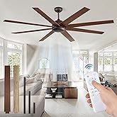 72 Inch large Ceiling Fan without Light, Brown Farmhouse Ceiling Fan with Remote, 6-Speeds, Quiet Reversible DC Motor, Indoor/Outdoor Ceiling Fans no Light for Living Room, Garage, Patio
