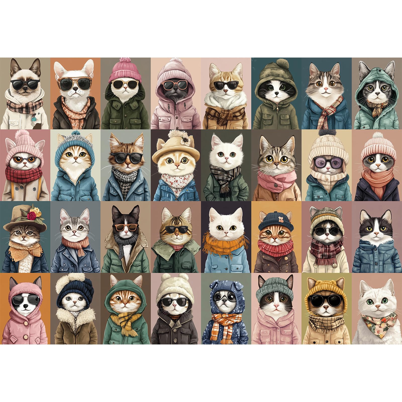 Photo 1 of 1000 Pieces Jigsaw Puzzles for Adults - Stylish Cats in Fashion - Unique Puzzle for Family and Friends - Challenging Puzzle Perfect for Game Nights (19.7x27.6 in)