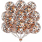 50pcs Orange and Black Foil Confetti Balloons,12 inch Latex Balloon with Orange Black Confetti Inside for Halloween Party Decorations