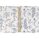 Pugwak Vintage Flower Journal Notebook - Aesthetic Botanical Floral Notebooks College Ruled for Work School, Gifts for Women Coworker, Office Supplies, Hardcover Spiral Notebook 5.5"x8.3"