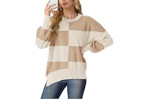 LEPUNUO Womens Crewneck Batwing Long Sleeve Sweaters Fall 2024 Oversized Side Slit Ribbed Knit Sweaters Pullover Tops