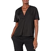 Vince Womens Short Sleeve V-Neck Blouse