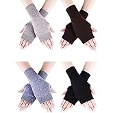 Tatuo 4 Pairs Wool Blend Fingerless Gloves Wrist Warmers with Thumb Hole for Women and Men