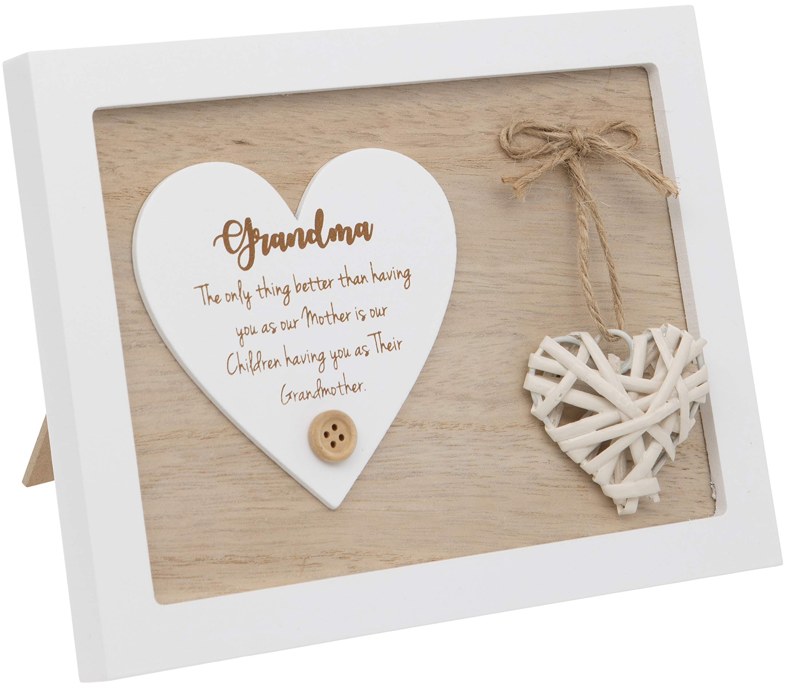 Maturi Free Standing Plaque with a Woven Heart Sentiment Gift - Grandma