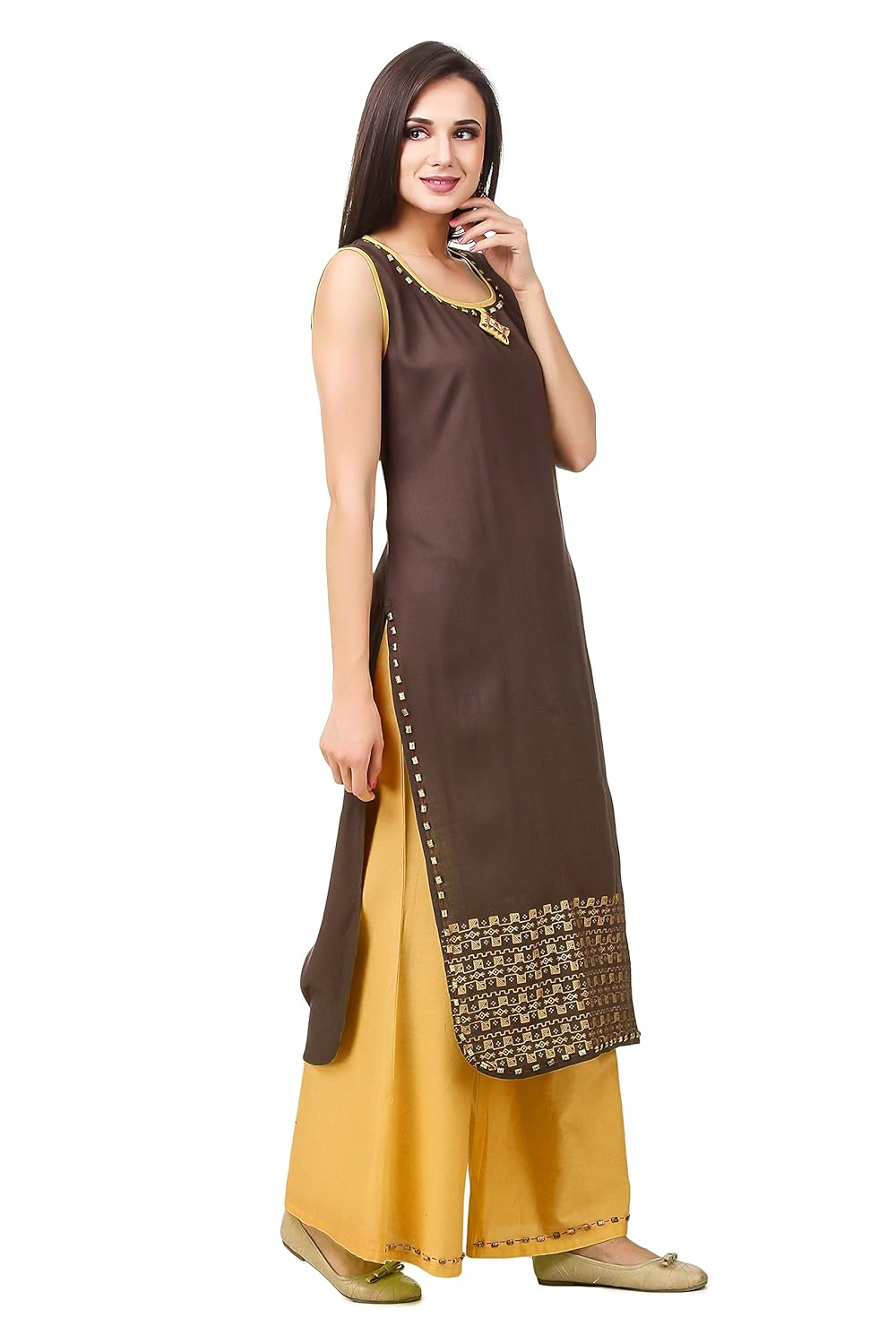 sreshee women's premium cotton designer kurti with palazzo pants set