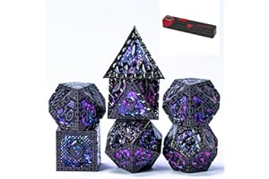 UDIXI Metal DND Dice Set, 7PCS Polyhedral Metal Dice Set D&D Dragon with Gift Box for Role Playing Games and Other Tabletop Game (Purple Sequins)