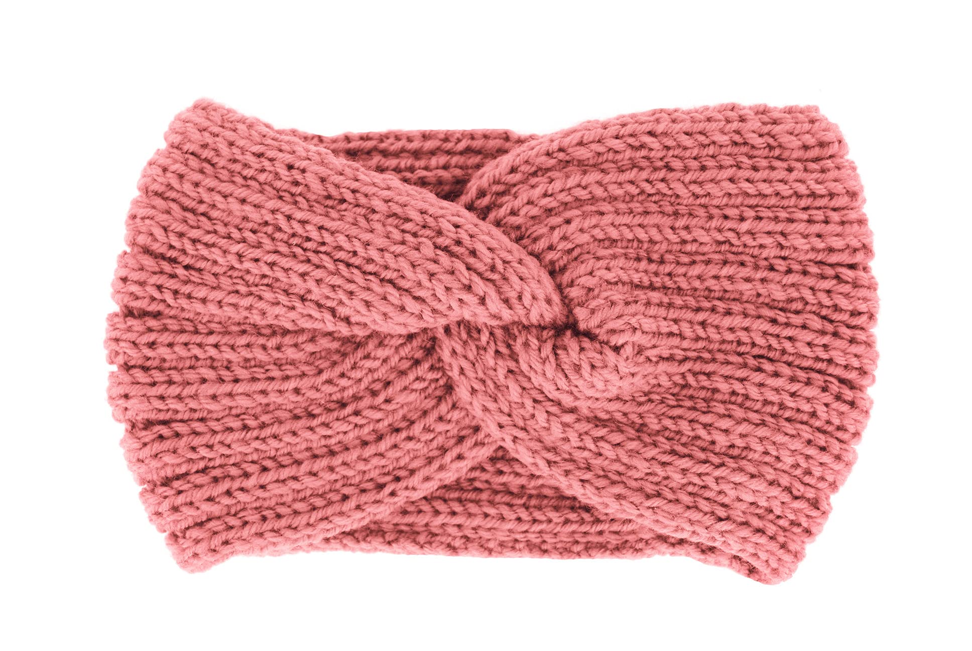axy Women's Knitted Headband with Twist Knots, Winter Headband, Knitted Headband (Dusky Pink)