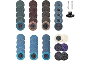 UPWOOD 44Pcs Roll Lock 2 inch Sanding Discs Set, Surface Conditioning Disc, Quick Change Disc with 1/4 inch Holder for Die Grinder Sanding Disc Surface Strip Grind Polish Burr Paint Removal