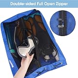 WANDF Swim Bag Mesh Drawstring Backpack Navy Blue for Beach Gym Swimming view 2