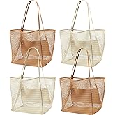 Viwnrxta 4pcs Beach Bags for Women,Nylon Mesh Summer Travel Tote Bag with Large Inner Zipper Pocket