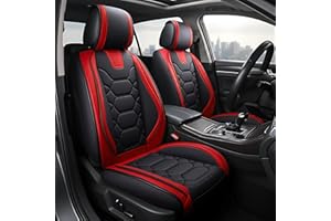 OASIS AUTO Car Seat Covers Full Set, Waterproof Faux Leather Seat Covers for Cars Universal Fit for SUV, Truck, Sedan, Black Premium Car Seat Protector with Front & Back Cushions