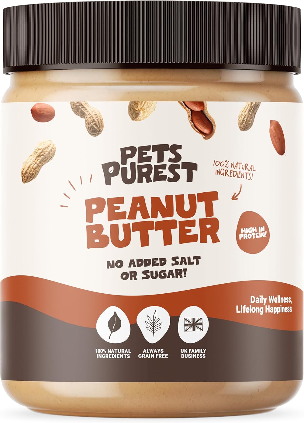 Pets Purest Dog Peanut Butter 340g 100% Natural No Palm Oil Xylitol