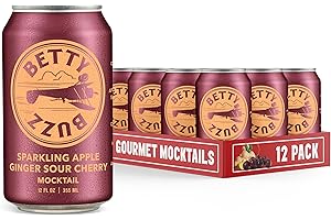 Betty Buzz Sparkling Apple Ginger Sour Cherry Mocktail by Blake Lively (12 pack Cans) - Natural Flavors & Sweeteners, Only Clean Ingredients