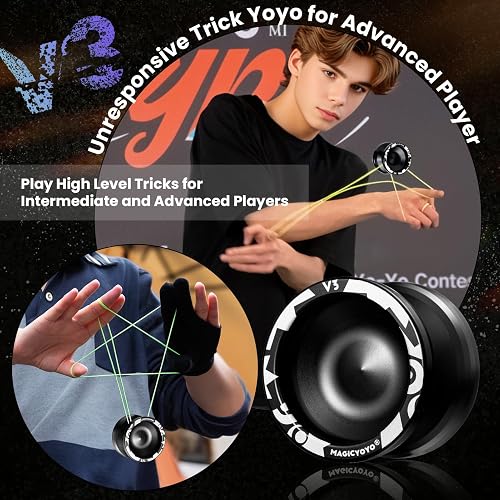 Yoyo Pro MAGICYOYO V3 Double Mode Réactif Et Non Réactif – Alliage Aluminium Bleu-or – Enfant 8 Ans+