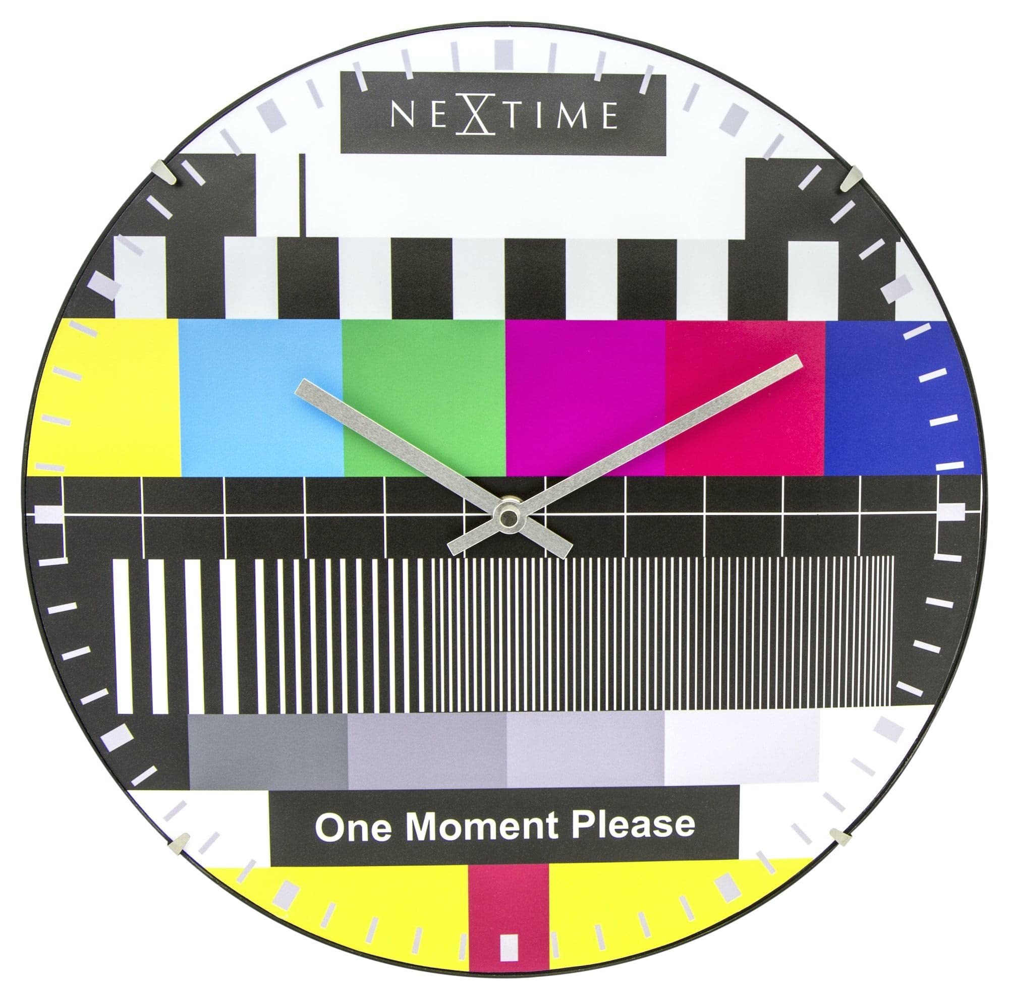 NexTime Wall Clock-Ø 35 cm Glass Color-'Testpage Dome', Multi-Colour, 35 x 35 x 5 cm 3162.0