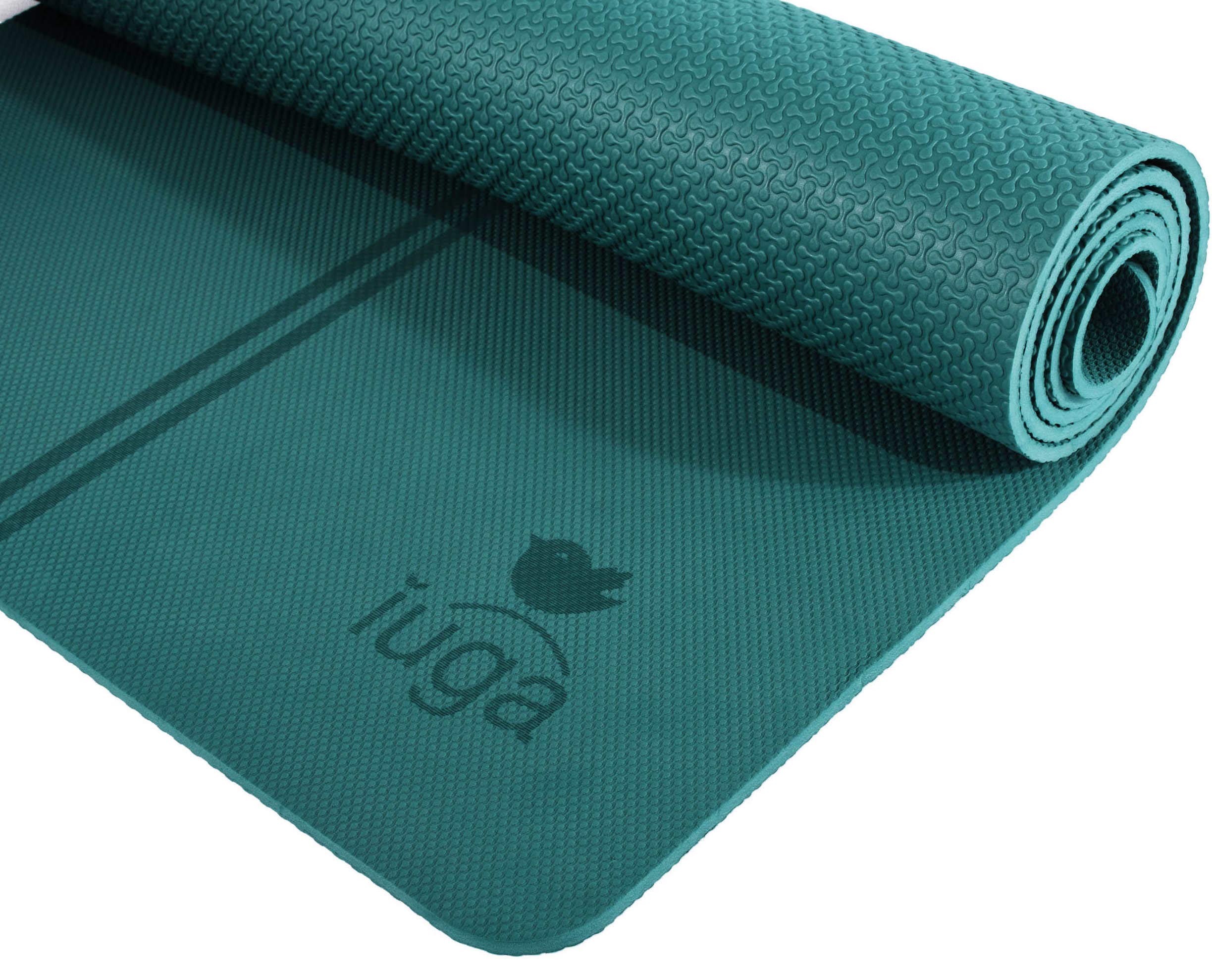 Yoga Mat Alignment Lines, Free Carry Strap, Non Slip TPE Yoga Mat All Types Yoga, Fitness Mat Size 72"X26"X1/4"