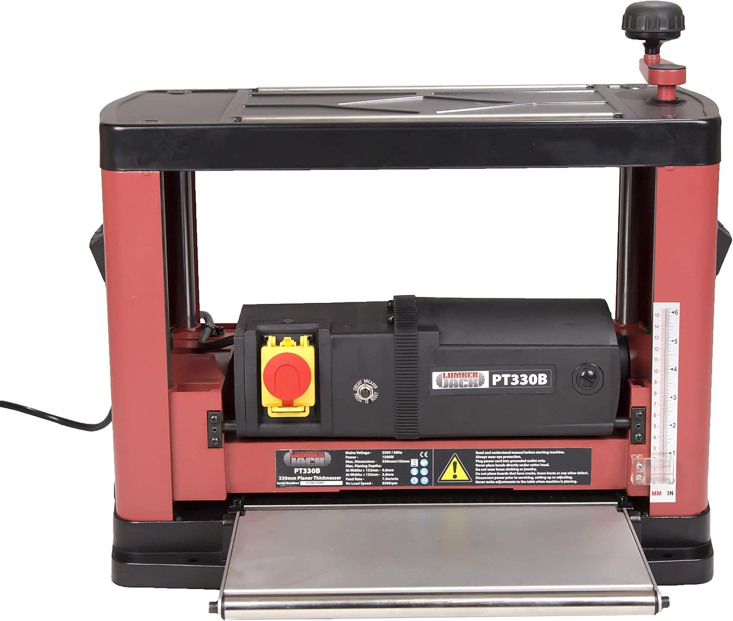 LUMBER JACK 330mm Bench Top Thicknesser Portable Woodworking Machine with Folding Tables - Image 3