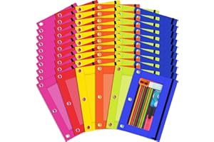 KMUYSL Pencil Pouch for 3 Ring Binder, Bulk 60 Pack 3-Holes Zipper Pencil Pouches in Assorted Colors, Sturdy and Durable Cloth Pencil Holder with Clear Window for Office School College Supplies (60)