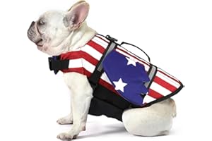 Petglad Dog Life Jacket American Flag Wings Dog Life Vest with Chin Float Reflective Stripes and Rescue Handles, High Buoyancy Puppy Swim Float Vest for Small Medium Large Dogs - USA Flag, M