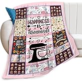 Quorant Baking Throw Blanket Pink Pastry Coffee Blankets Gifts for Couch Sofa Bed Stuff Decor Fleece Plush Flannel for Lover Women Girls 40"x50"