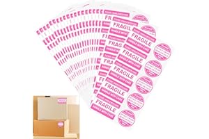 IDEALMUZIK 600 PCS Fragile Stickers for Shipping Do Not Trample or Fold Stickers Do Not Drop Labels for Shipping Mailing Envelops Cartons Pallets Adhesive Labels(Pink)