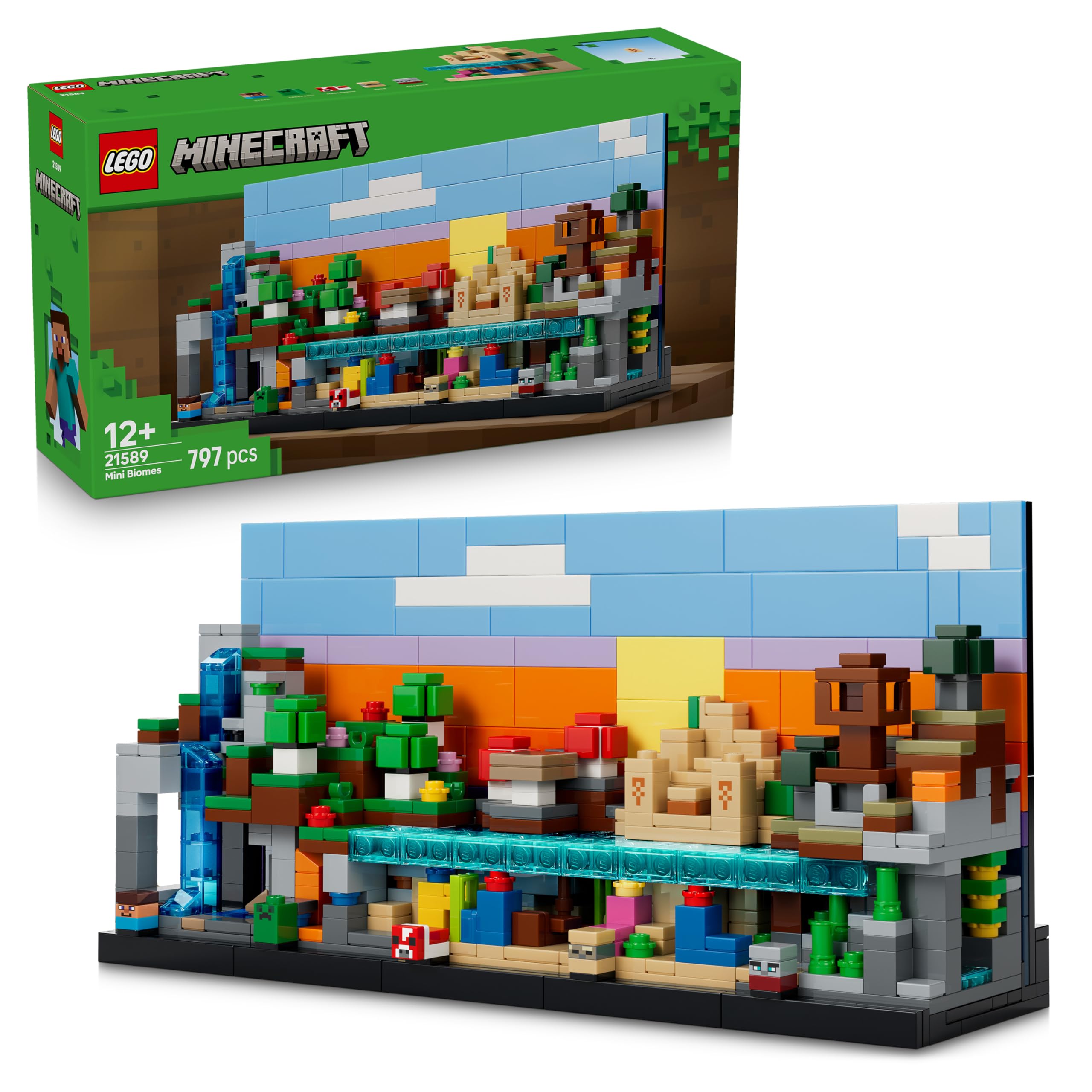 LEGO Minecraft Mini-Biome - DIY Deko Set - 3D Puzzle mit 5 Mikrofiguren - Kreatives Spielset zum Bauen und Sammeln - Gamer Geschenk für Jungen, Mädchen und Teenager ab 12 Jahren - 21589