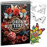 Adult Coloring Book for Women Relaxation, Butterfly Coloring Book for Adult Spiral Bound 30 Pages Thick Paper One Sided Design Coloring Book Mindfulness Gift for Her, Anxiety Relief Gifts Relaxation